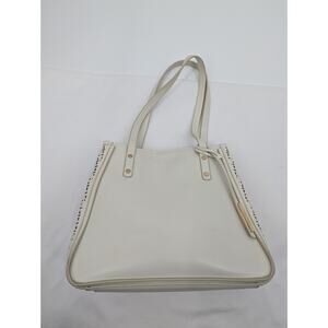 Vince Camuto White Smooth & Perforated Genuine Leather Shoulder Bag Preppy **